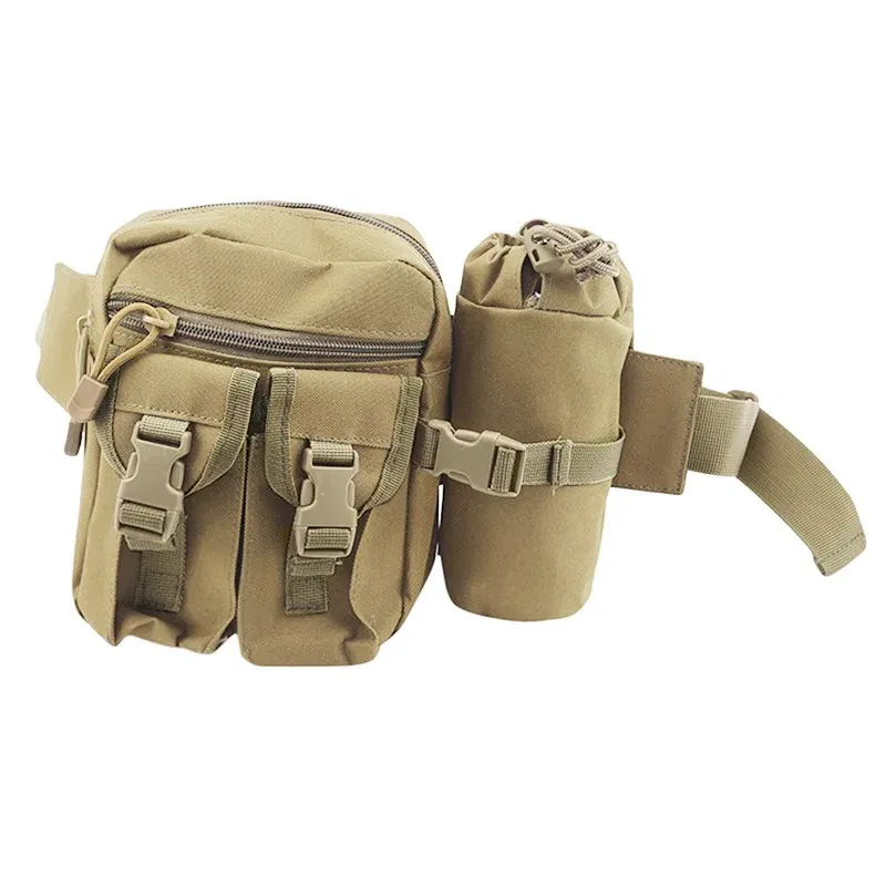 Color: GRAY - Waterproof Nylon Fanny Pack Men Tactical Military Army Waist Bag Hiking Outdoor Camping Shoulder Bum Belt Bum Sport Chest Bags