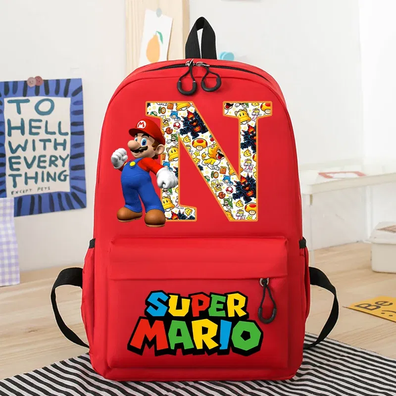 Color: Clear, Size: 12cm - New Super Mario Bro School Bag Cartoon Letter Printed Children Backpack Boys Girls School Backpacks Children's Birthday Gifts