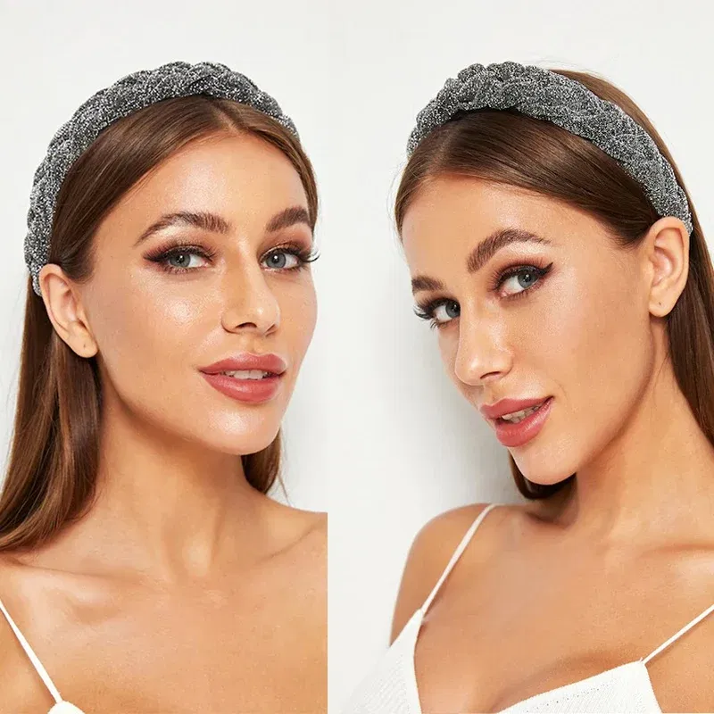 MOLANS Hair Accessories Wide Shiny Weaving Hairbands Braided Headband Hair Hoop Fashion Hair Bands Bezel Headdress