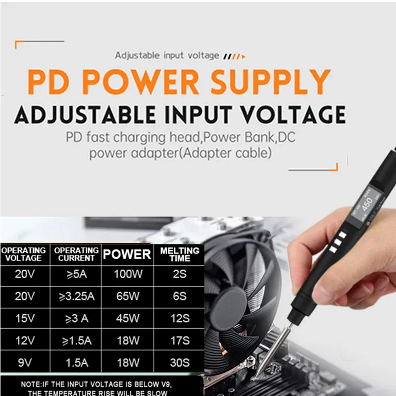 Color: Yellow, Ships From: CHINA - PTS200 Smart Electric Soldering Iron 100W Mini Portable Fast Heating Soldering Station Universal TS101/TS100 Soldering Iron Tip