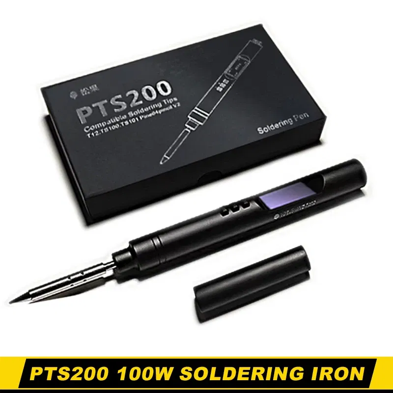Color: Yellow, Ships From: CHINA - PTS200 Smart Electric Soldering Iron 100W Mini Portable Fast Heating Soldering Station Universal TS101/TS100 Soldering Iron Tip