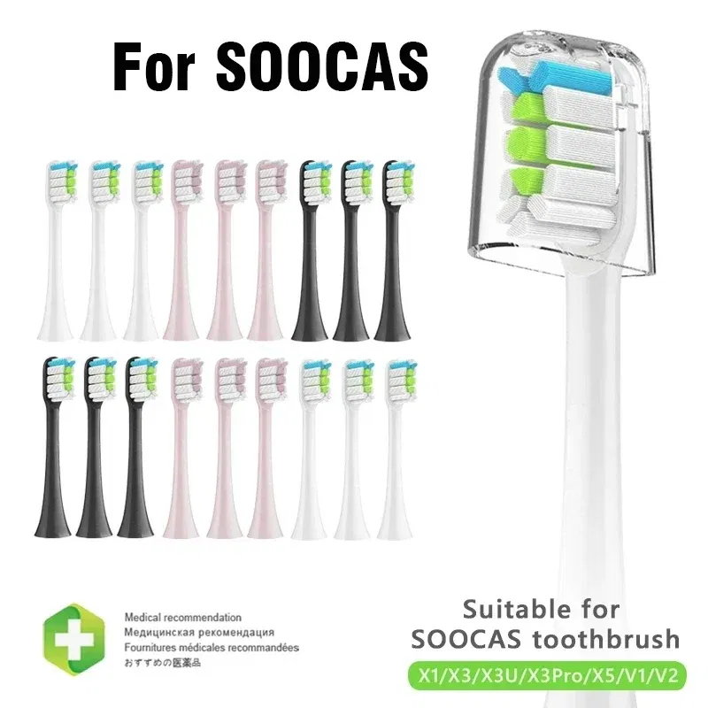 Color: WHITE - Replacement Brush Head For Xiaomi Electric Sonic Toothbrush Soocas X5 X3 X1 X3U SOOCARE Soft Dupont Bristle Replaceable Heads