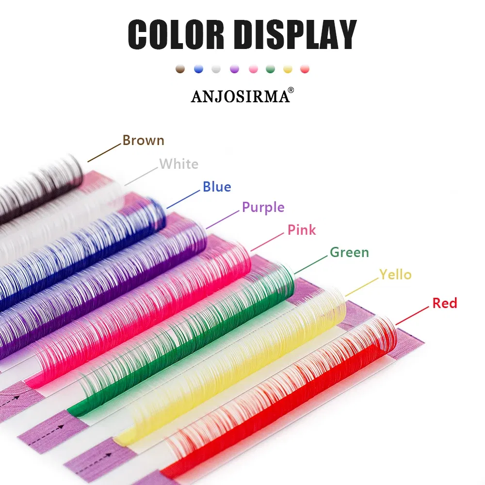 Curl: D, Thickness: 0.07mm, Length: 11mm, Ships From: CHINA - ANJOSIRMA Mix Color eyelashes Make up High Quality Soft Natural Synthetic Mink Rainbow Eyelash Extension Supplies 8 Colors Mix