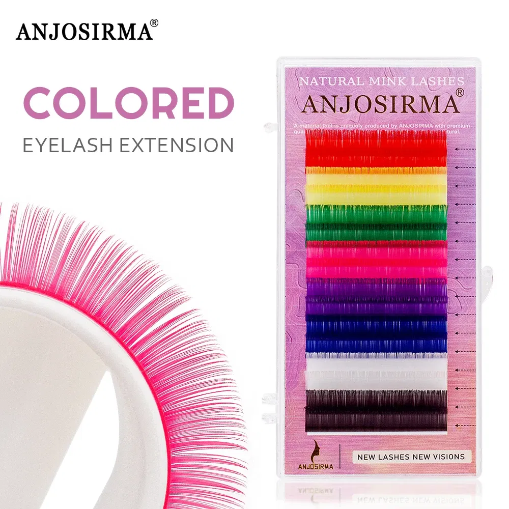 Curl: D, Thickness: 0.07mm, Length: 11mm, Ships From: CHINA - ANJOSIRMA Mix Color eyelashes Make up High Quality Soft Natural Synthetic Mink Rainbow Eyelash Extension Supplies 8 Colors Mix