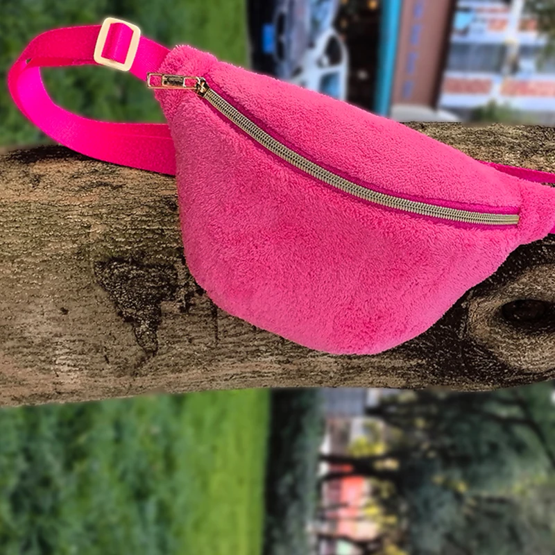 Color: Clear - Plush Colorful Fanny Bag Outdoor Waist Pack Female Banana for Running Walking Fitness Gym Pouch Wedding Party Bridal Bag Gift