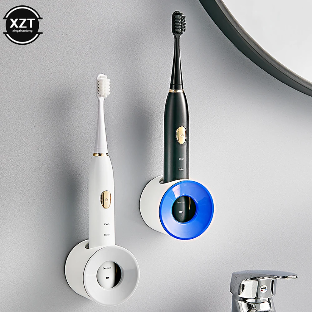 Color: plum - New 1pc Electric Toothbrush Holder Wall-Mounted Dustproof Toothbrush Holder Perforated Bathroom Electric Toothbrush Brush Holder