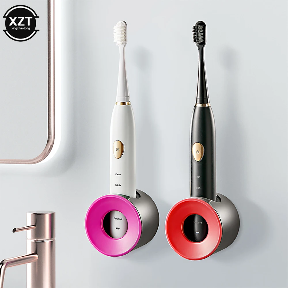 Color: plum - New 1pc Electric Toothbrush Holder Wall-Mounted Dustproof Toothbrush Holder Perforated Bathroom Electric Toothbrush Brush Holder