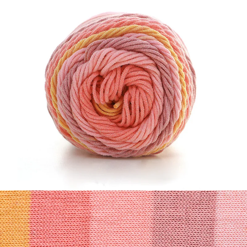 Color: Army Green - (1pc)5-strand Milk Cotton Segment Dyed Rainbow Cotton Hand Woven Wool Scarf Pillow Blanket Material Wool