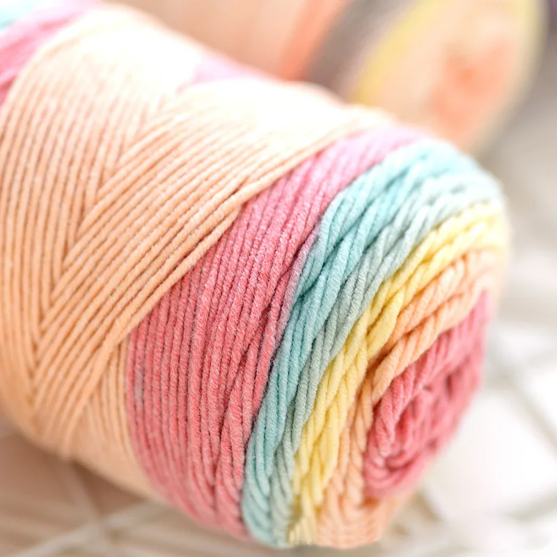 Color: Army Green - (1pc)5-strand Milk Cotton Segment Dyed Rainbow Cotton Hand Woven Wool Scarf Pillow Blanket Material Wool