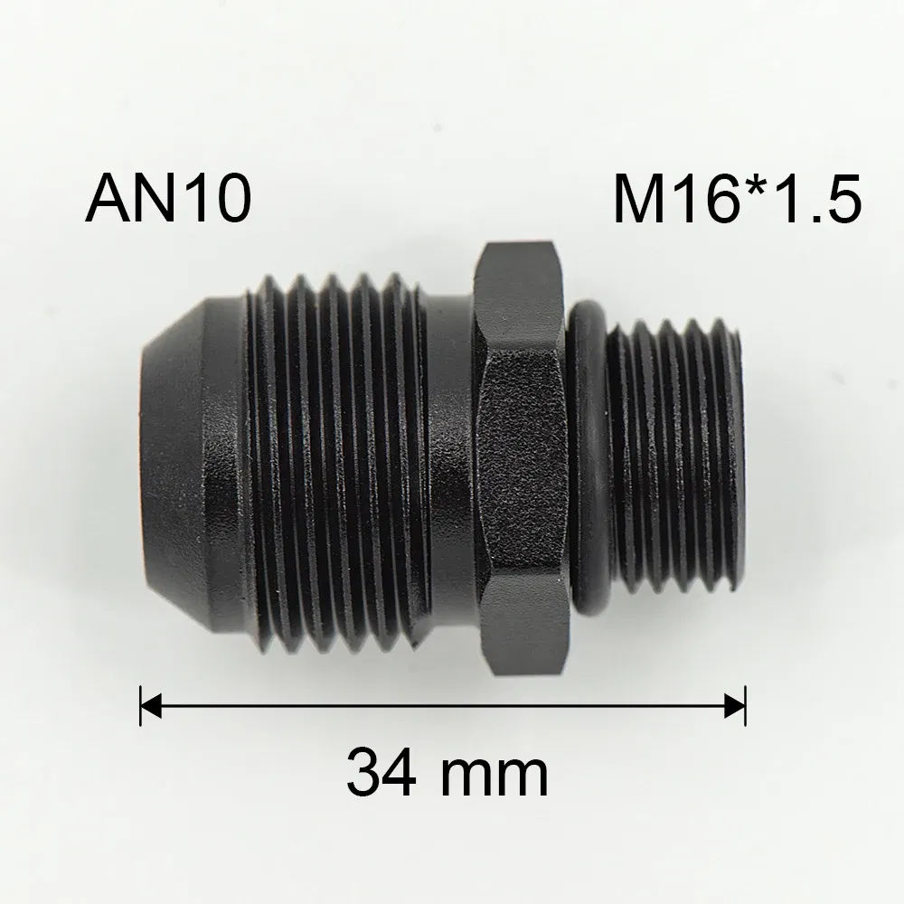 Color: black - Aluminum Straight Adapter Oil Cooler Fitting AN10 To M16*1.5, AN10 To M18*1.5,AN8 AN10 To M12*1.25