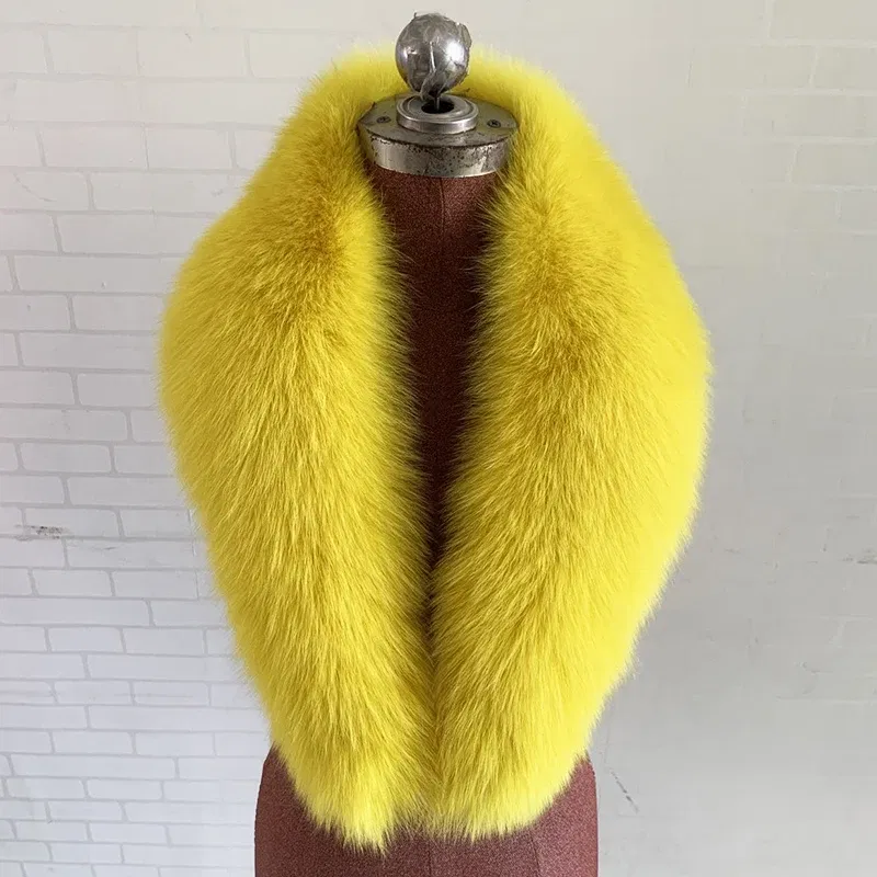 Color: Dark Grey, Size: XXL - 100% Natural Real Fox Fur Collar For Women Men Coat Jacket Fur Scarf Winter Extra Large Size Neck Warmer Fur Scarf Shawls Wraps