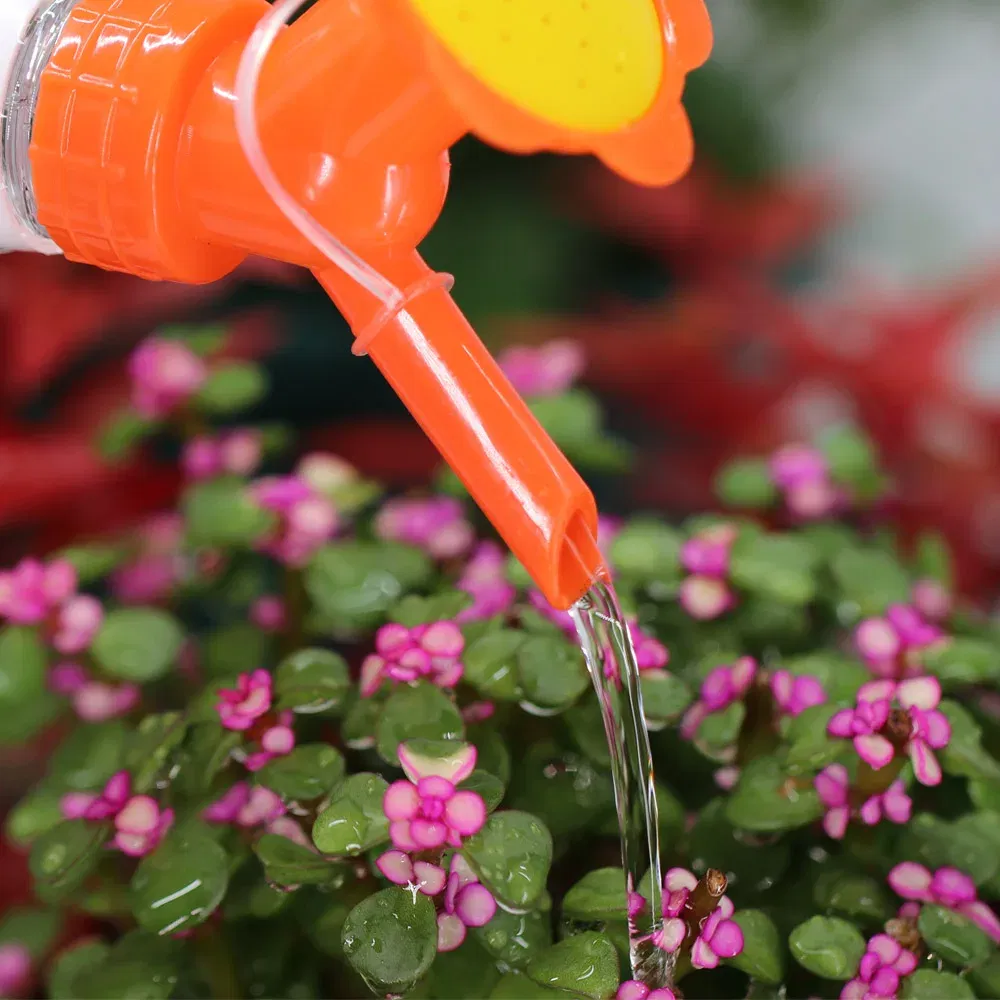 Color: PURPLE - 2 in 1 Bottle Cap Sprinkler Dual Nozzle Watering Spout Double Bottle Head Can Watering Nozzle Bonsai Garden Mini Irrigation Tool