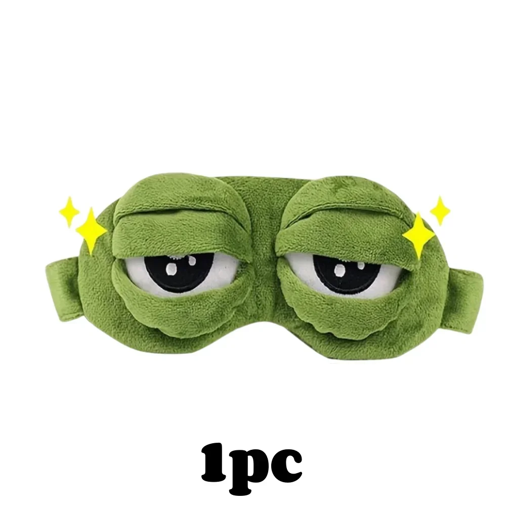 Color: MULTI - 3D Frog Sleep Mask Natural Sleeping Eyeshade Women Men Creative Cartoon Soft Portable Blindfold Travel Office Eyepatch