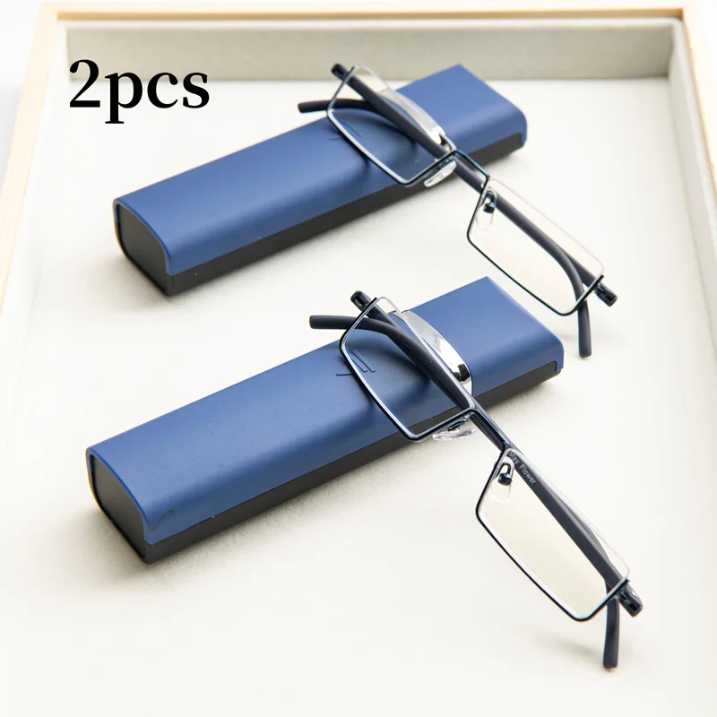 Frame Color: Blue, Eye Prescription: +150 - 2Pcs Suit Anti-blue Light Reading Glasses Ultralight TR90 Sport Presbyopia Eyeglasses Women Men Far Sight Eyewaer With Case +1.2