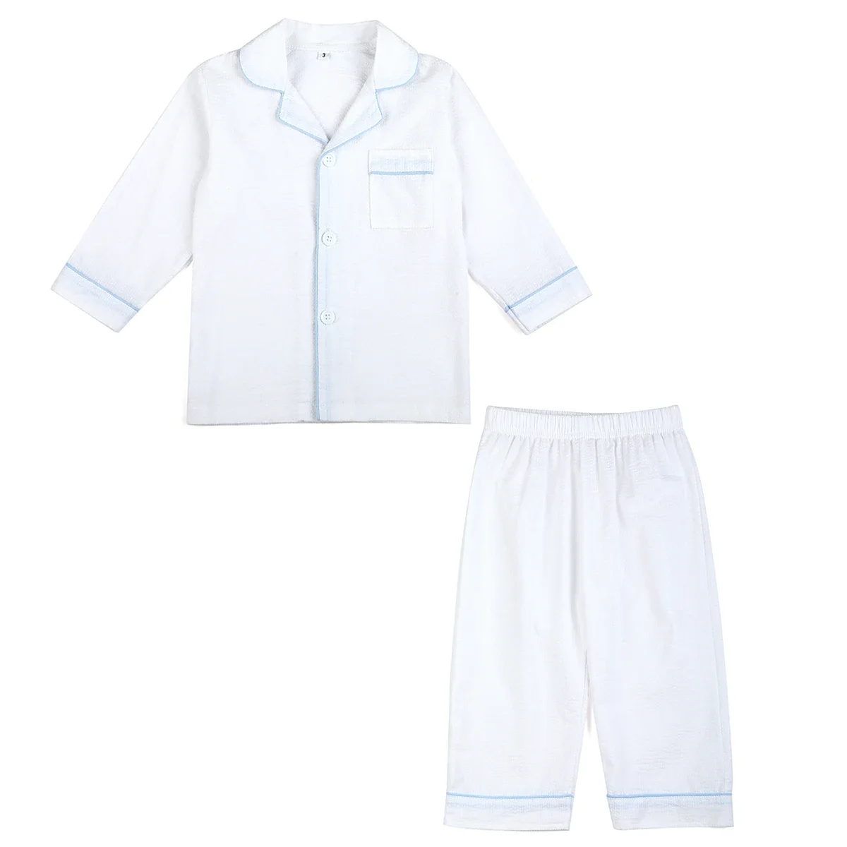 Color: black, Ships From: CHINA, Kid Size: 3T - Ruffkids 100% Cotton Summer Kids Pajamas Sleepwear Seersucker Striped Matching Pjs Boys Clothes Loungewear Girls Pyjamas Set