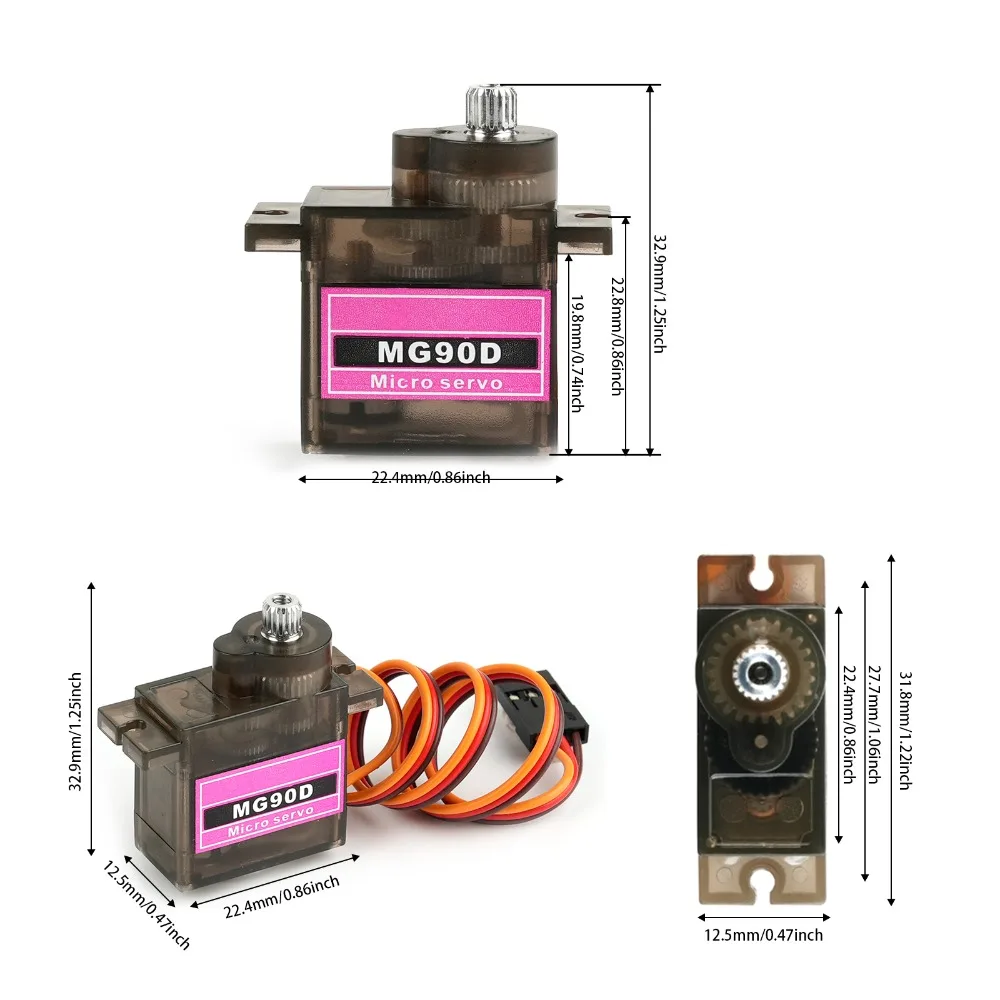 Color: PURPLE - MG90D 10/20/30/40/50Pcs Micro Digital Servo Motor Full Metal Gear 180/270/360 Degree For RC Airplane Helicopter Car Boat Model