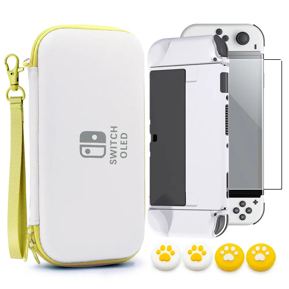 Color: Other - Case Kit For Nintend Switch OLED Console Carrying Case Protective Pouch Hard Shell Clear Cover For Switch Oled WIth Film Glass