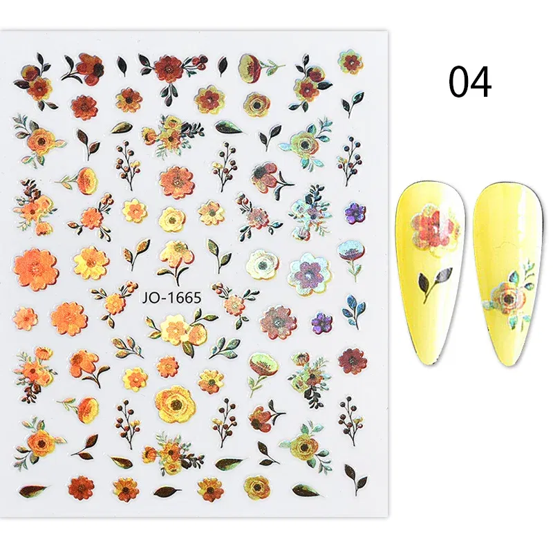 Color: Slate - 3D Blue Butterfly Adhesive Stickers Nail Art Decoration Laser Flowers Leaves Nail Sticker Nail Art Supplies Nail Parts