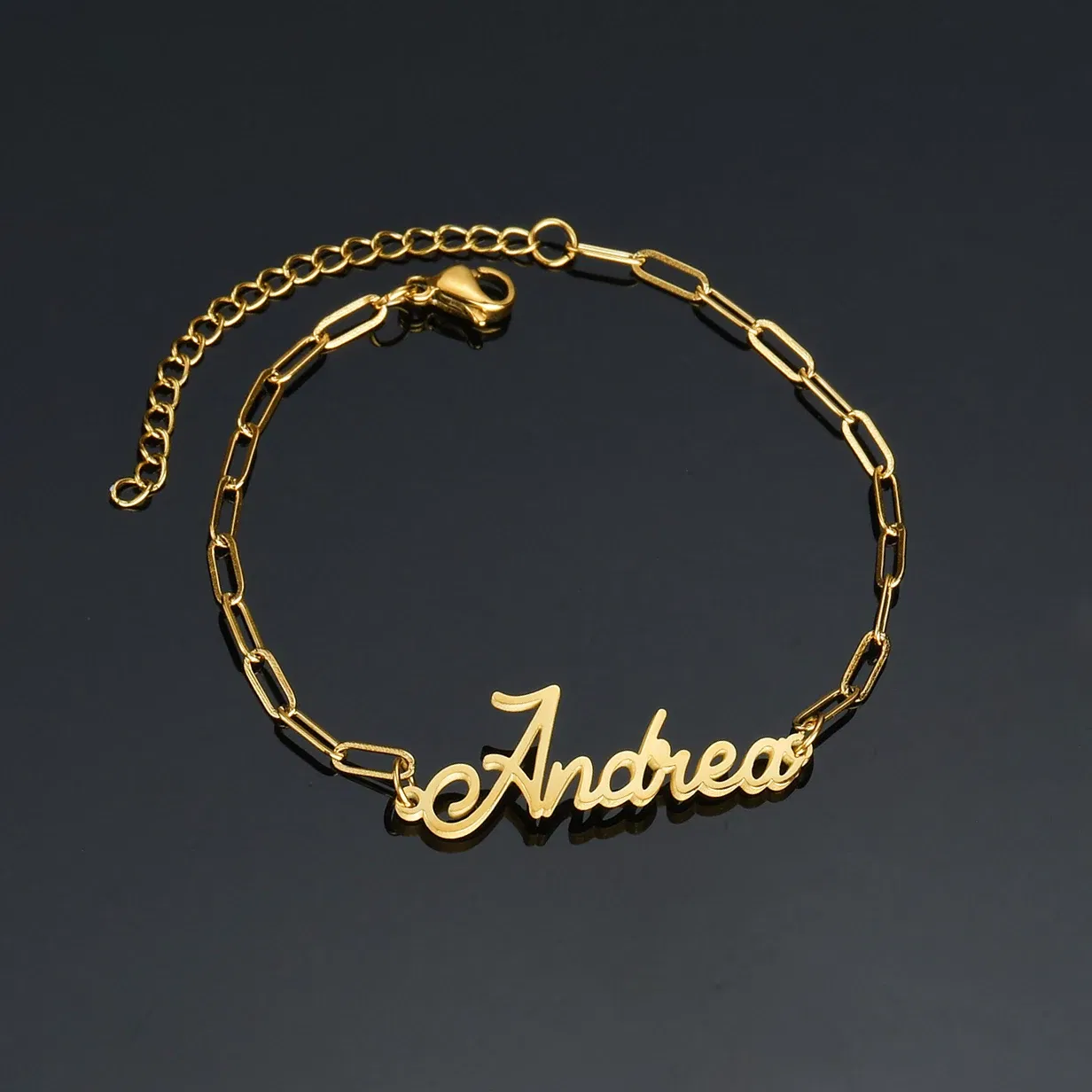 Metal Color: Vermeil, Length: 18cm, Main Stone Color: Gold - Atoztide Personalized Custom Name Bracelet for Women Men Stainless Steel 10mm Cuban Chain Nameplate Handmade Bangle Jewelry Gift