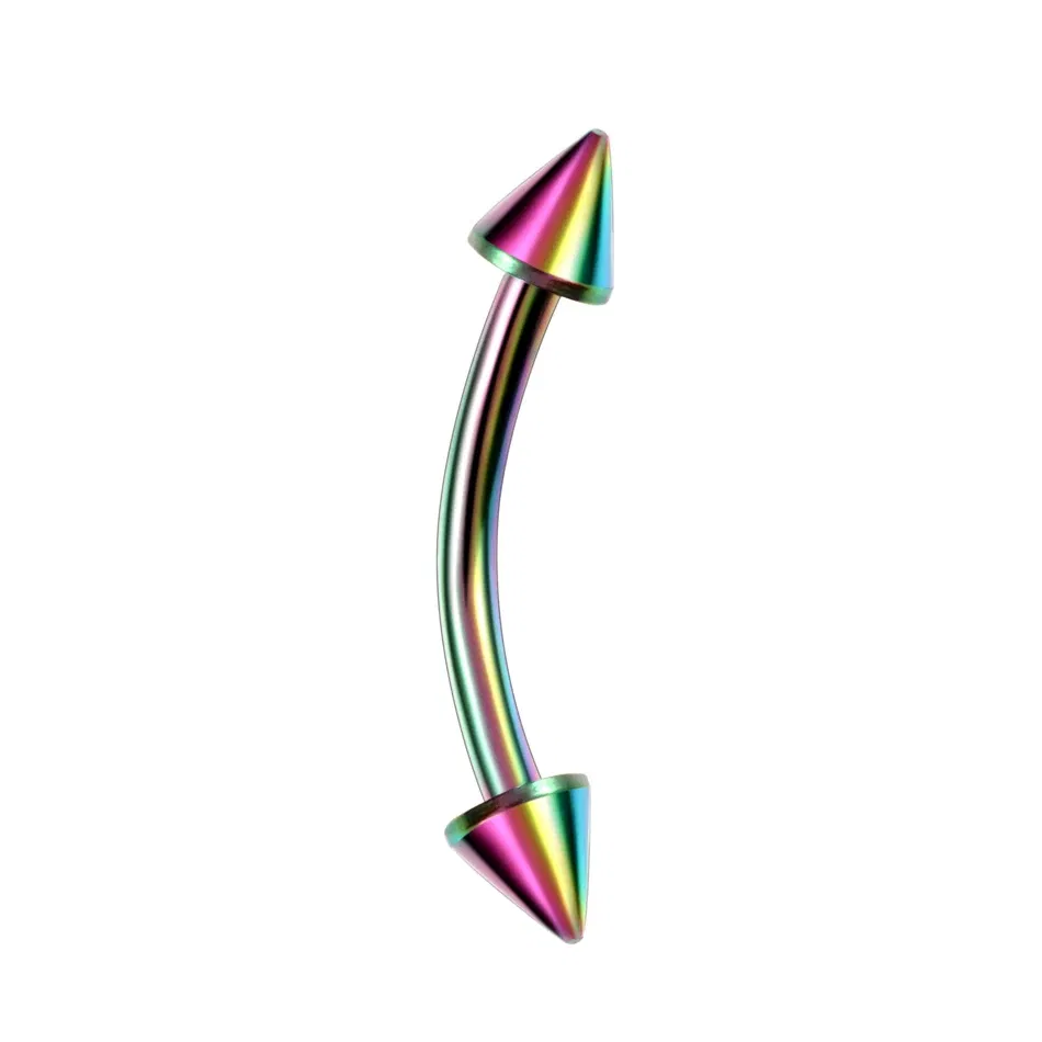 Metal color: ROSE GOLD COLOR, Main Stone Color: green - G23 Titanium Epoxy Curved Barbells Eyebrow Rings Piercing Curved Bar Banana Eyebrow Ear Cartilage Tragus Body Piercing Jewelry