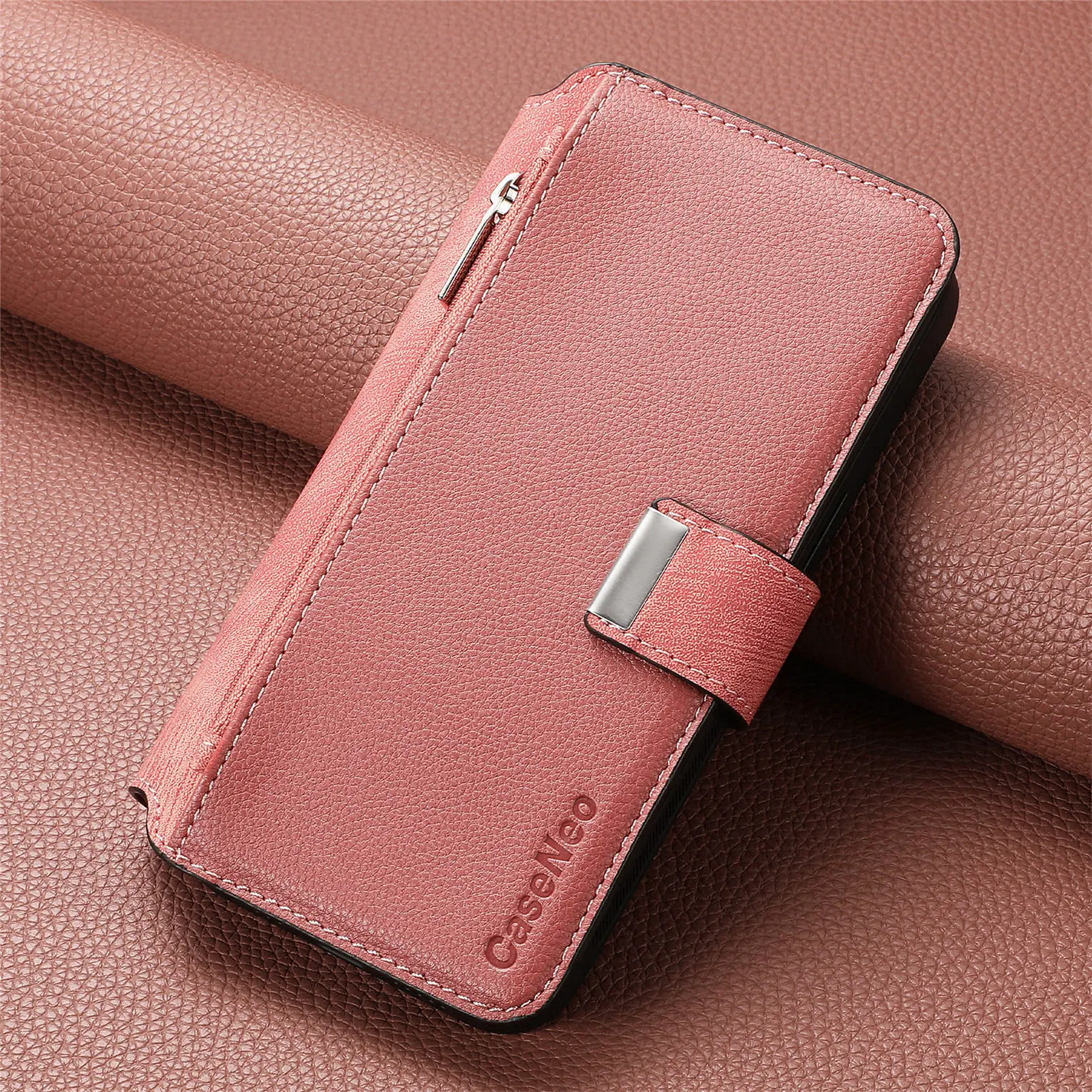 Color: SKY BLUE, Material: ABS - With Magsafe Wallet Case For Xiaomi Poco X6 X5 X3 M6 M5S M4 M3 F6 F5 Pro F3 C31 Zipper Leather Multi 6 Card Slot Removable Cover