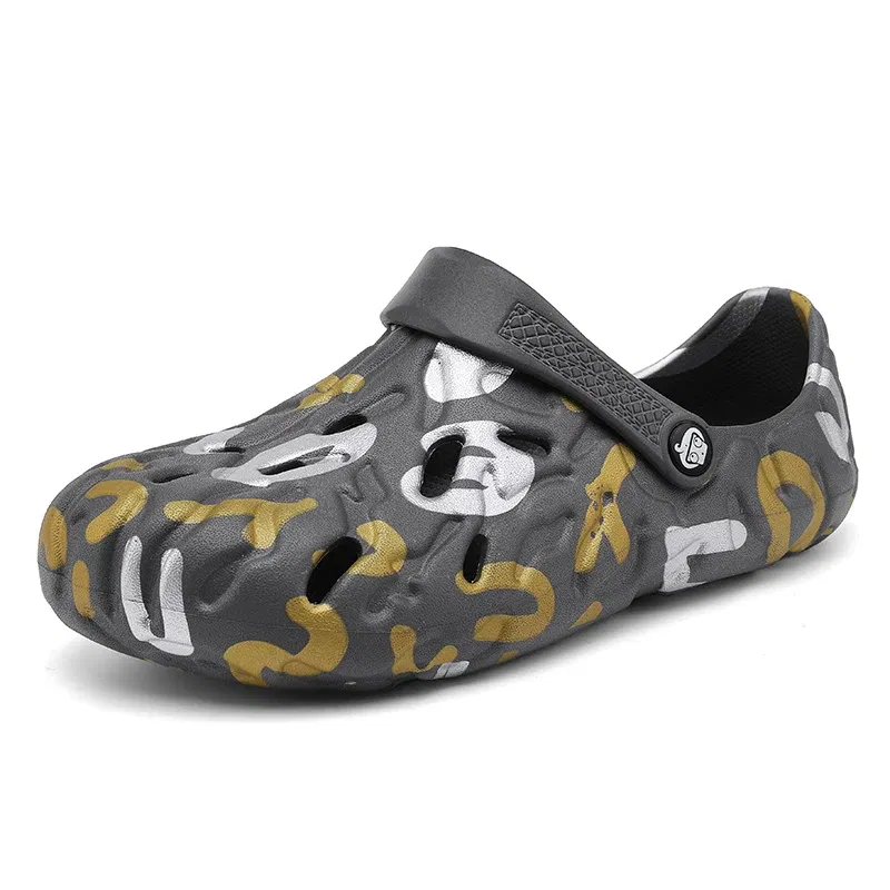 Color: Clear, Shoe Size: 41 - Men Summer Slippers Thick Sole Mens Clogs Sandals Hollow Breathable Flip Flops Sandals Shoes Fashion Beach Slippers