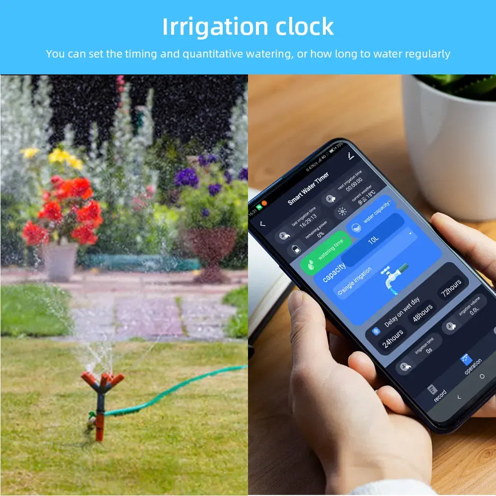 Color: Blue - Tuya Zigbee Garden Watering Timer Smart Sprinkler Drip Irrigation System Built-in Water Flow Recorder With Soil Tester Gateway