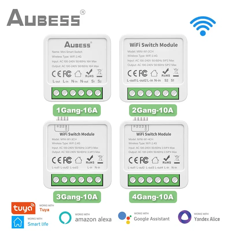 Bundle: Bundle3, Ships From: CHINA - Tuya WiFi Mini DIY Smart Switch 1/2/3/4 Gang 16/10A 2 Way Control Smart Home Automation Module Via Alexa Google Home Smart Life