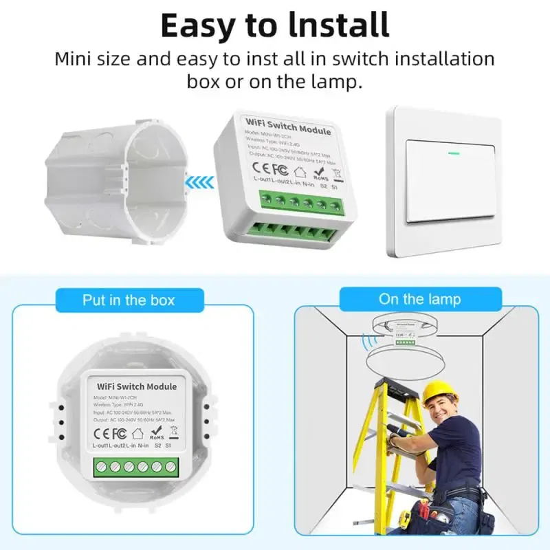 Bundle: Bundle3, Ships From: CHINA - Tuya WiFi Mini DIY Smart Switch 1/2/3/4 Gang 16/10A 2 Way Control Smart Home Automation Module Via Alexa Google Home Smart Life