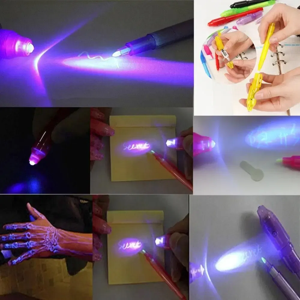 Color: green - Luminous Light Pen Magic Purple 2 In 1 UV Black Light Combo Drawing Invisible Ink Pen Learning Education Toys for Child