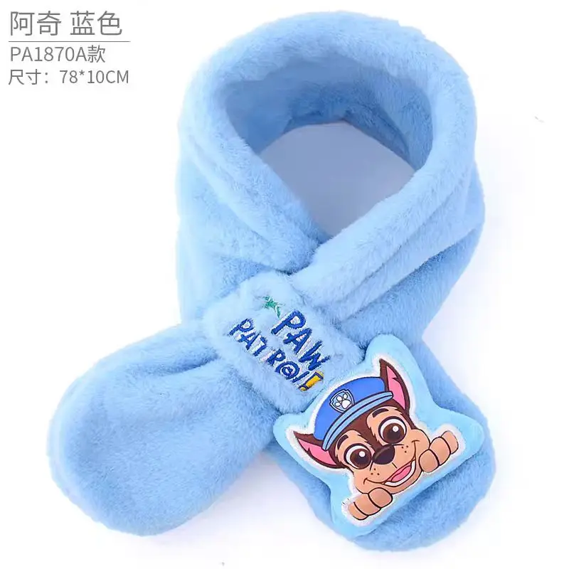 Color: Yellow, Size: XXL - 100% Genuine Paw Patrol Thicken Cross Collar Scarf Kids Girls Glove Warm Winter Muffler Fur Plush Cute Shawl Scarfs High quality