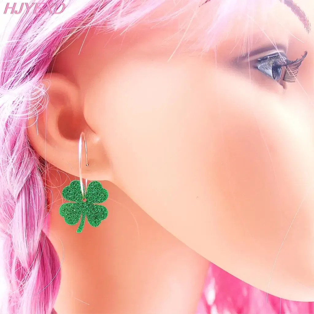 Metal Color: BROWN, Ships From: CN - HP096 Acrylic Four Leaf Clover Dangle Earrings Beach Earrings Glitter Cute Acrylic Earrings