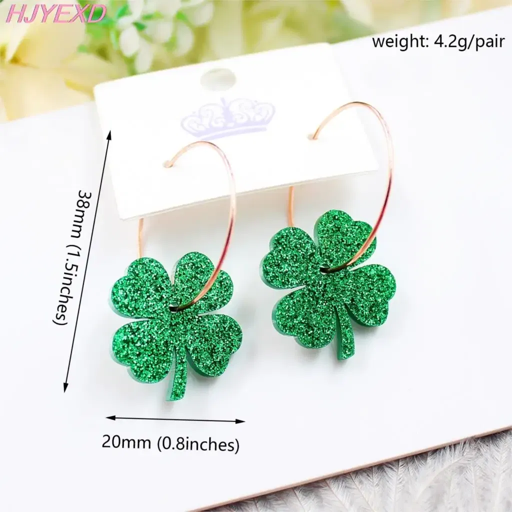 Metal Color: BROWN, Ships From: CN - HP096 Acrylic Four Leaf Clover Dangle Earrings Beach Earrings Glitter Cute Acrylic Earrings