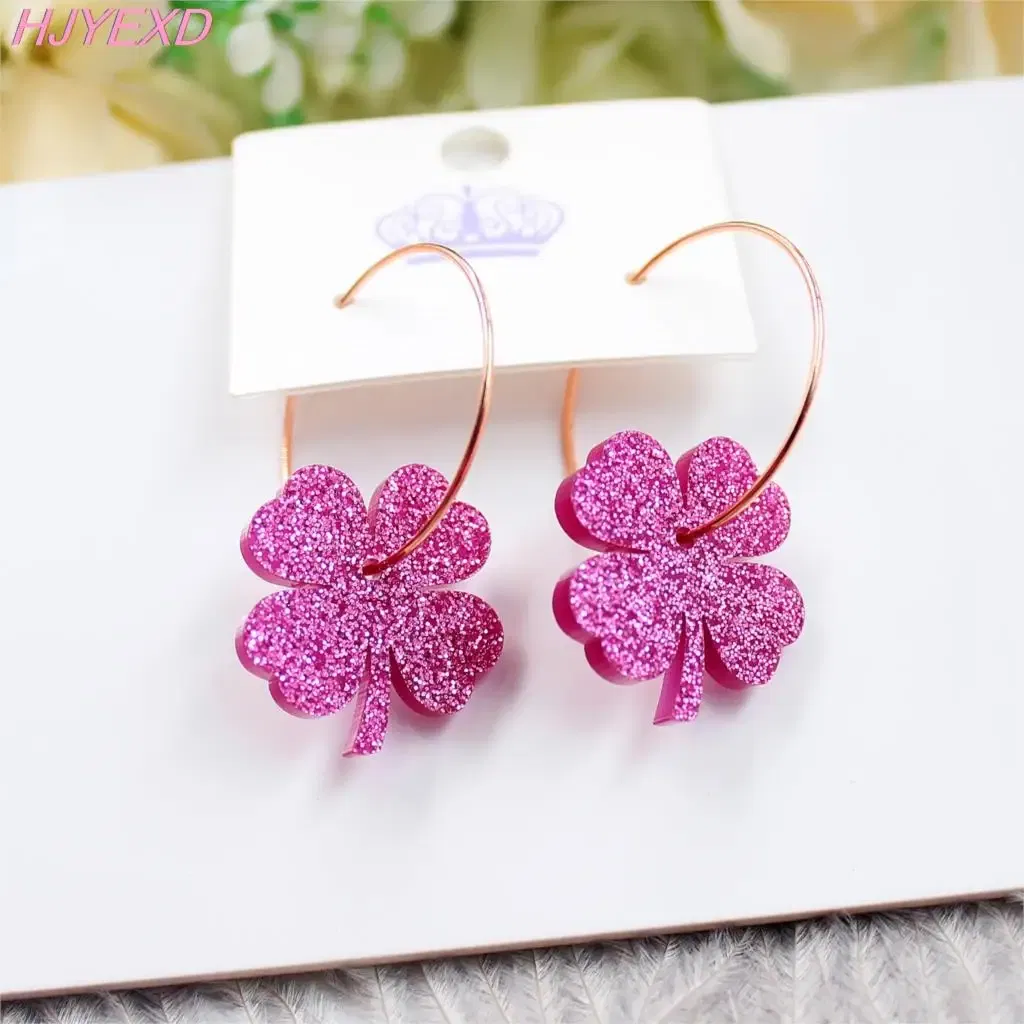 Metal Color: BROWN, Ships From: CN - HP096 Acrylic Four Leaf Clover Dangle Earrings Beach Earrings Glitter Cute Acrylic Earrings