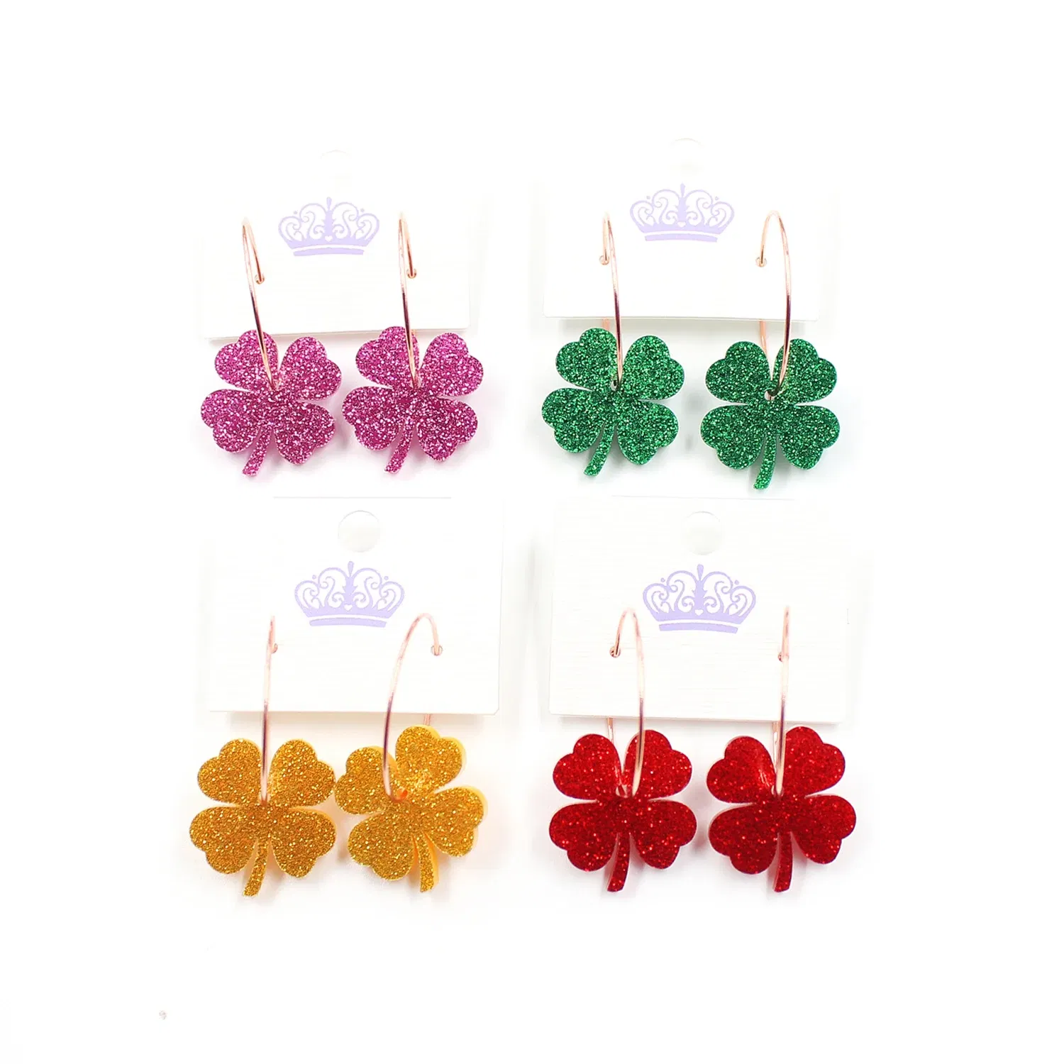 Metal Color: BROWN, Ships From: CN - HP096 Acrylic Four Leaf Clover Dangle Earrings Beach Earrings Glitter Cute Acrylic Earrings