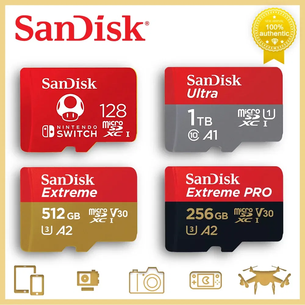 Capacity: 4GB - SanDisk Micro SD Memory Card 100% Original C10 U1 U3 4K HD Trans Flash Cards for Camera GoPro DJI Nintendo Switch MicroSDXC Card