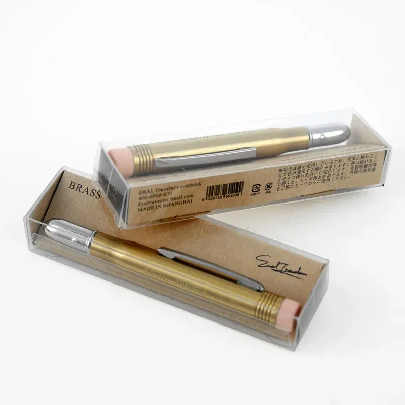 Color: Yellow - Fromthenon Traveler's Brass Pencil Metal Stationery Retro Travel Stationery Series Pictures Props Pencils for School