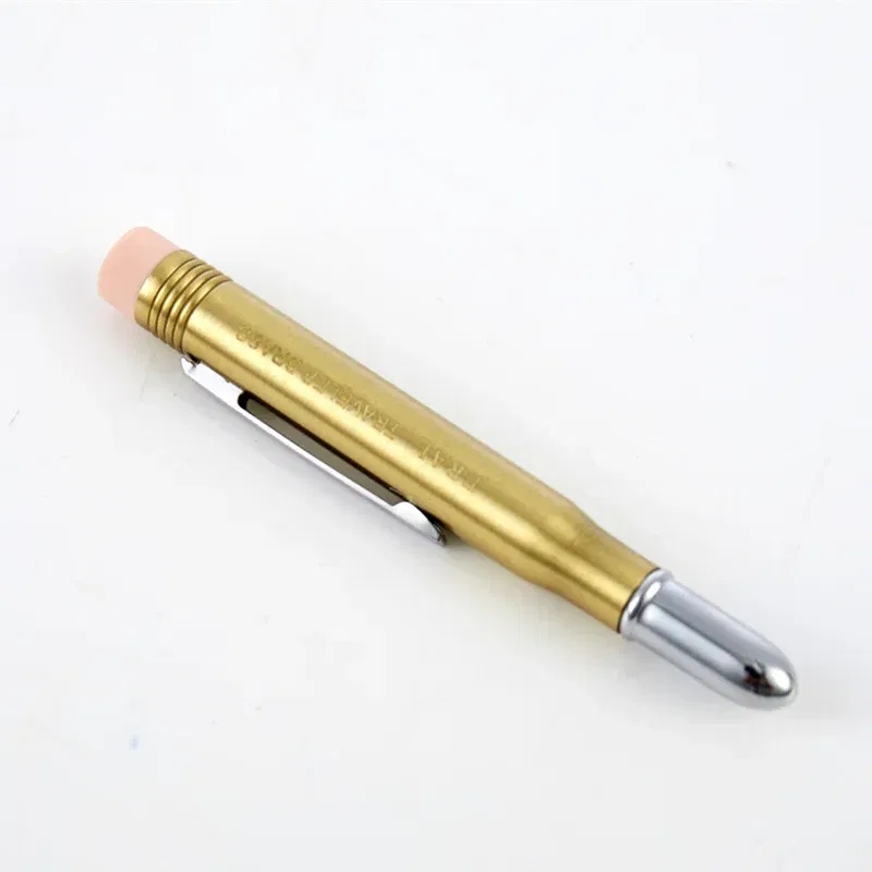 Color: Yellow - Fromthenon Traveler's Brass Pencil Metal Stationery Retro Travel Stationery Series Pictures Props Pencils for School
