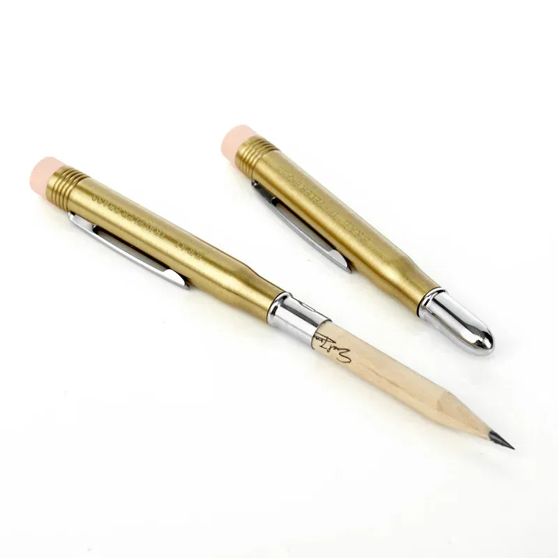 Color: Yellow - Fromthenon Traveler's Brass Pencil Metal Stationery Retro Travel Stationery Series Pictures Props Pencils for School
