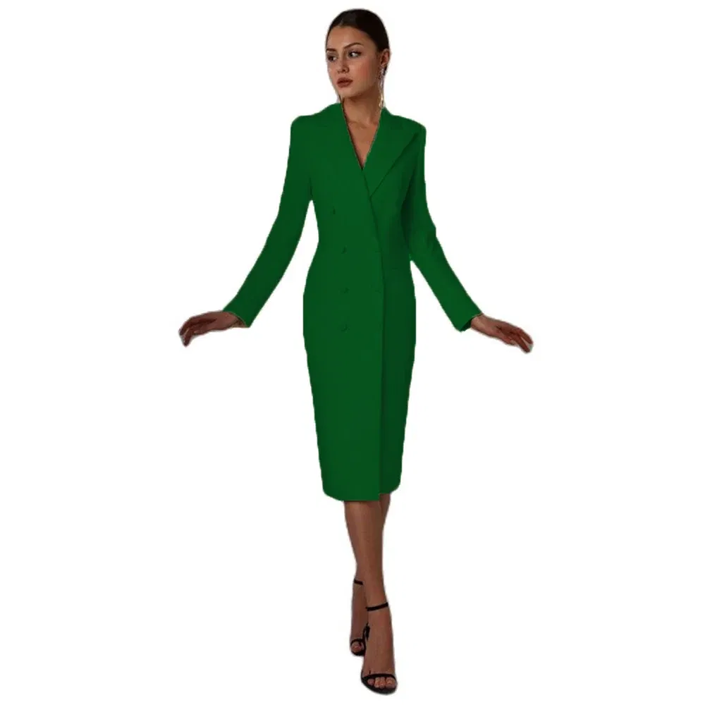 Color: green, Size: XS - Women's Suit Long Blazer Double Breasted Jacket White Tuxedo Party Point Lapel Clothes спор?‚ивн?‹й кос?‚юм ?¶?µнск