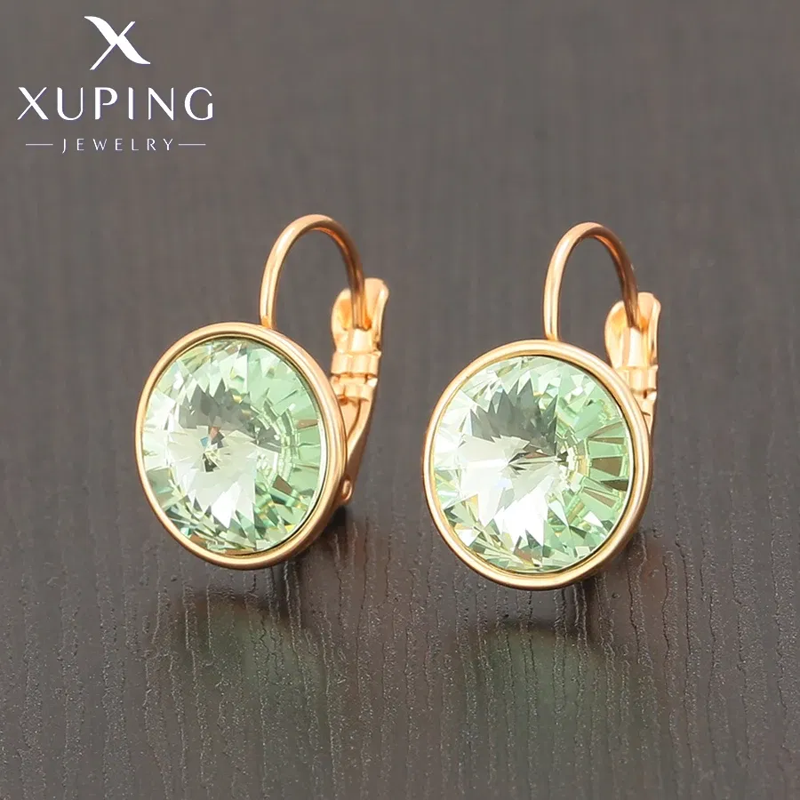 Metal Color: Rhodium Plated, Main Stone Color: Fluorescent - Xuping Jewelry? С?µрьги Elegant 12mm Round Stone Women Girls Hook Crystal Earring Exquisite Gift Party A00622051