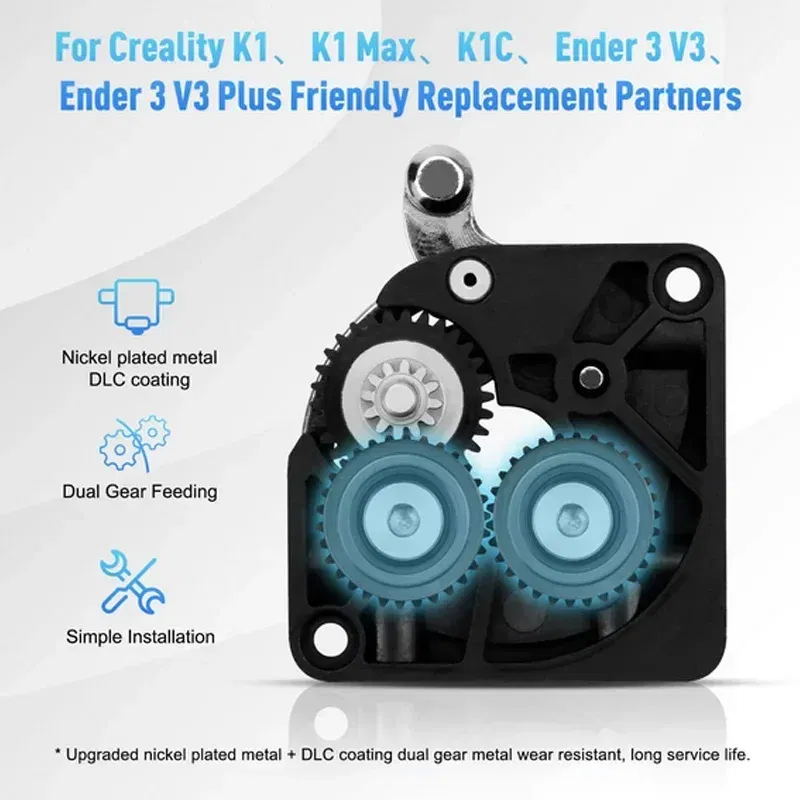 Color: Red - 2pcs/lot CR K1C K1 Gear All Metal Filament Drive Gear for Creality K1 Max Extruder Nickel Plated DLC Coating High Hardness Wear