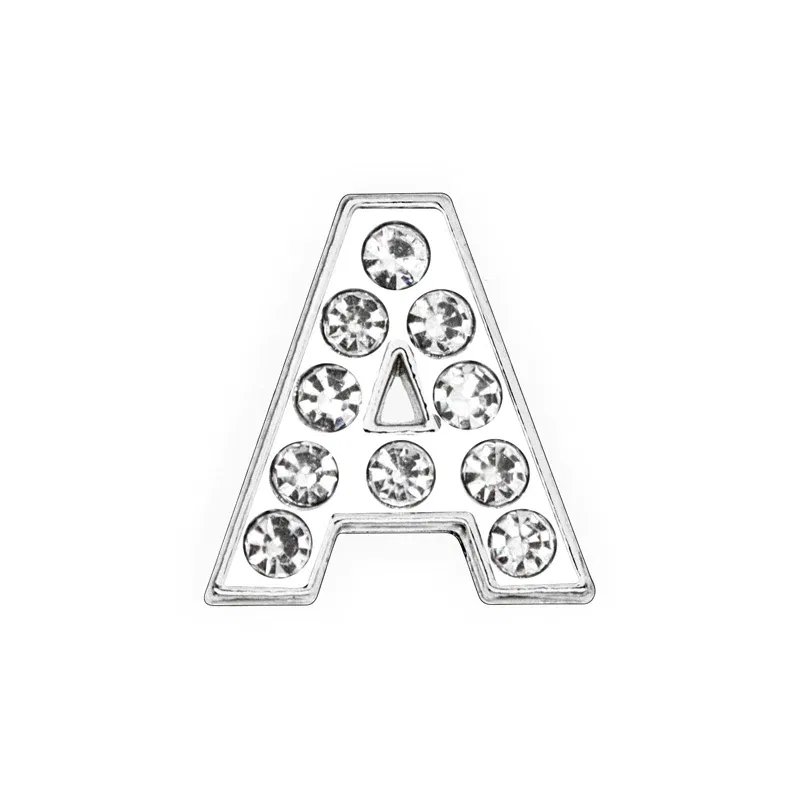 Color: WHITE - Rhinestone Slide Letter Charms For Jewelry Making Women Bracelet 8mm Alphabet A-Z Pet Collar Necklace DIY Accessories Gift