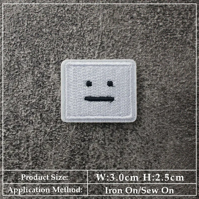 Color: Brass - Square Expression Embroidered Applique Patches Fabric Garment Apparel Clothing Accessories Embroidery Badges Pink Black White