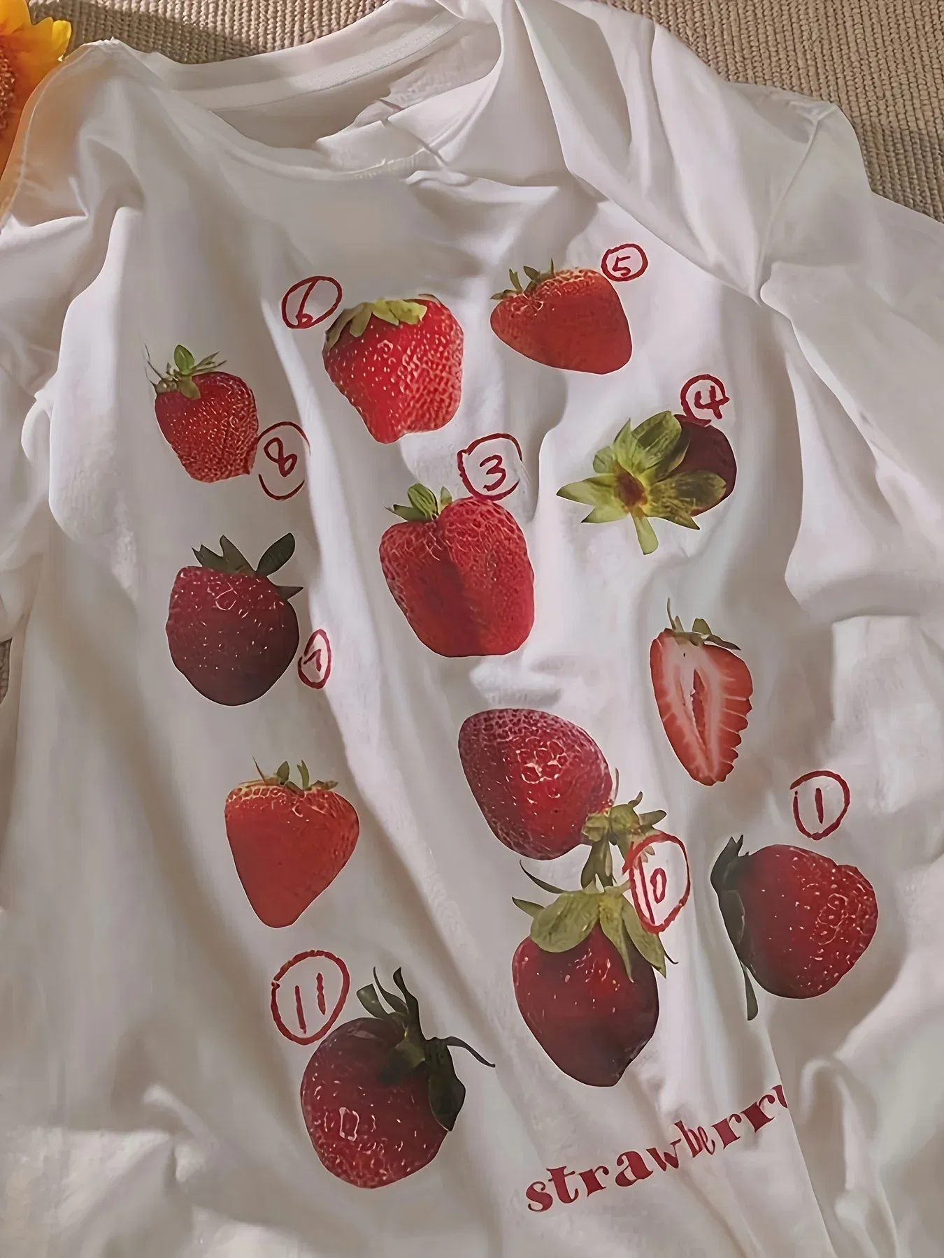 Color: black, Size: M - 100% Cotton Women T-shirt Cute Fresh Strawberries Printed Tee Shirt Summer Comfortable Loose Tops Street Fashion Female Clothes