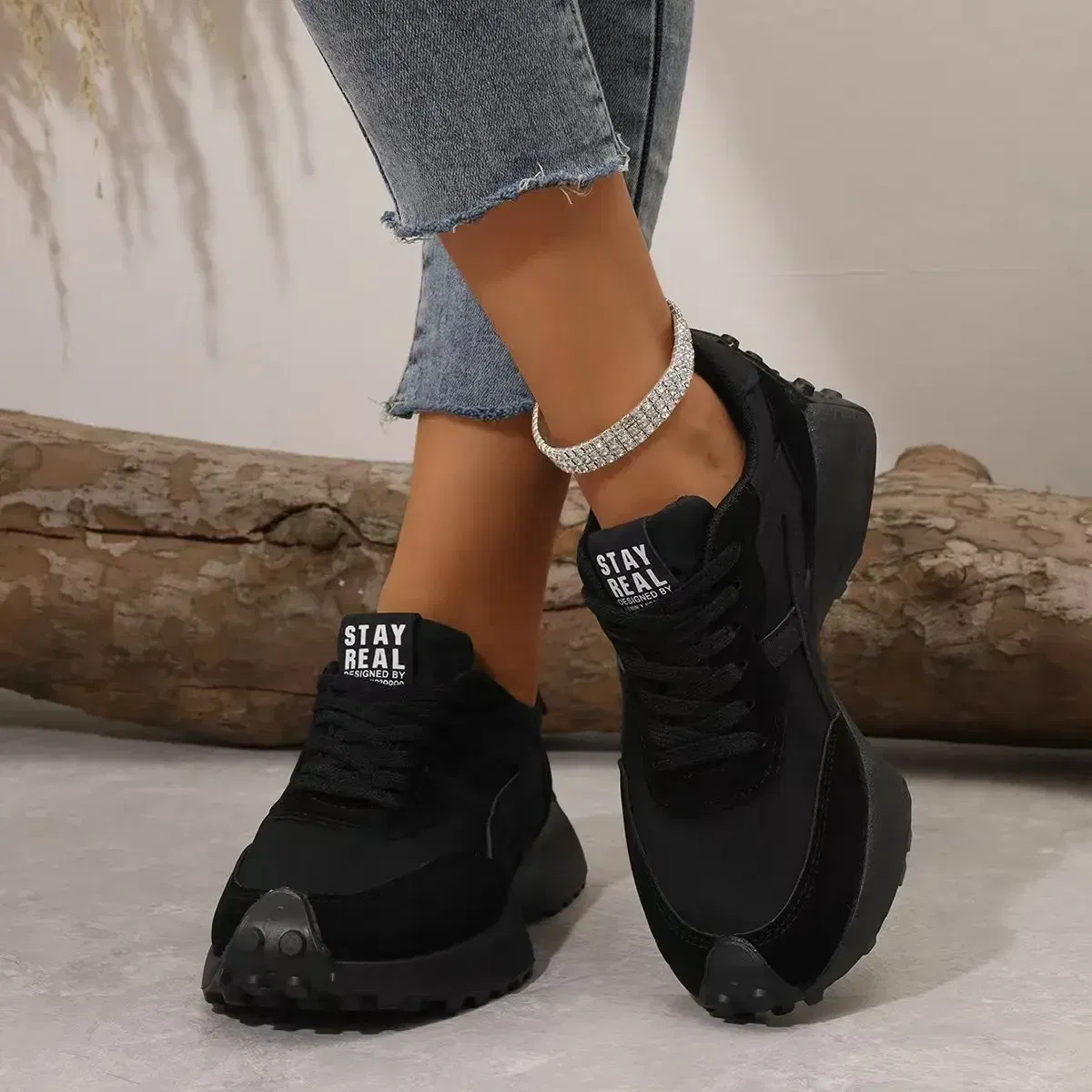 Color: Beige, Shoe Size: 39 - Women Sneakers Leather Luxury Platform Shoes New Fashion Leisure Light Anti-slip Black Running Shoe Fashion Designer Women Shoes