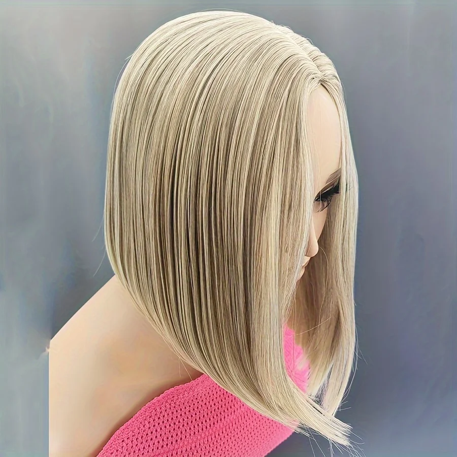 Color: Muli Color, Stretched Length: 12inches - Ombre Bob Wig - Middle Part Synthetic Hair for Daily Cosplay, Parties, and Halloween Costumes