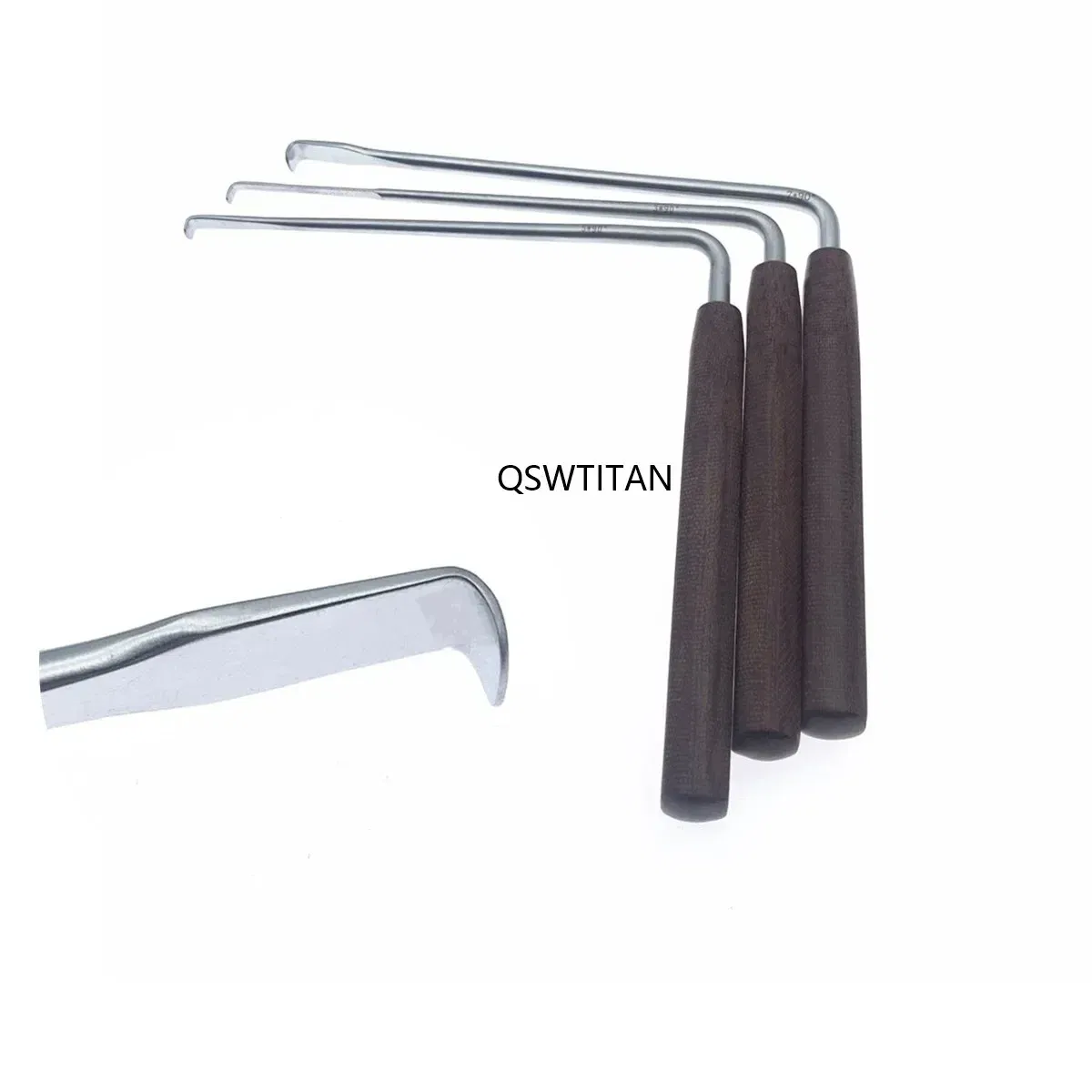 Color: green - Nerve Root Hook Retractor with wooden handle brain Bone Retractor Stainless Steel nerve pull hook