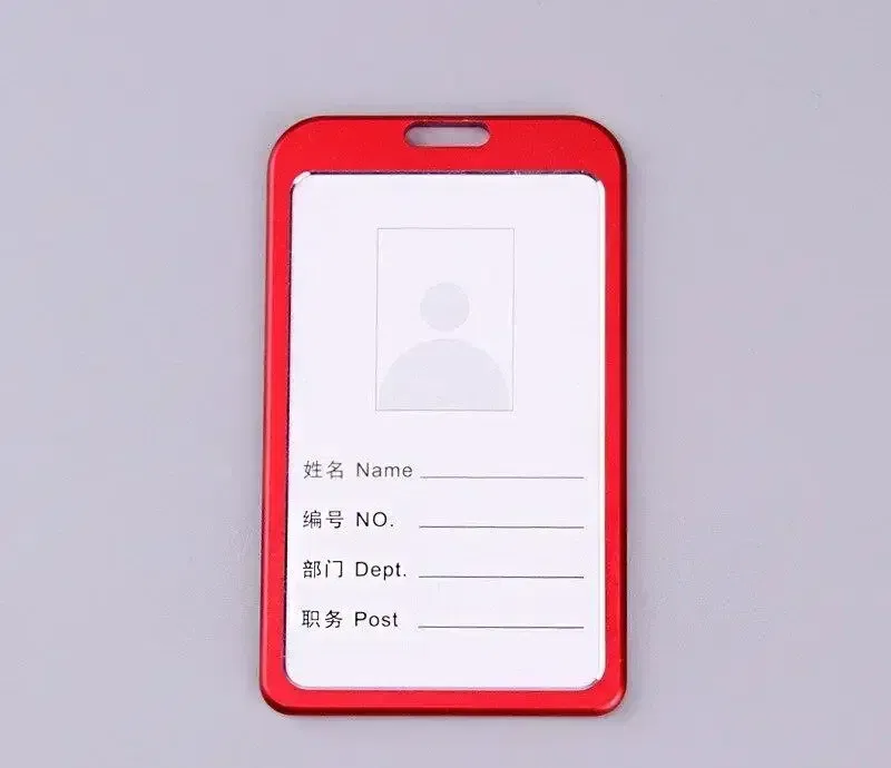 Color: WHITE - Aluminum Alloy Card Cover Case Women Men Work Name Bank ID Card Holders Business Badge Case Credit Card Badge Case Bag Pouch