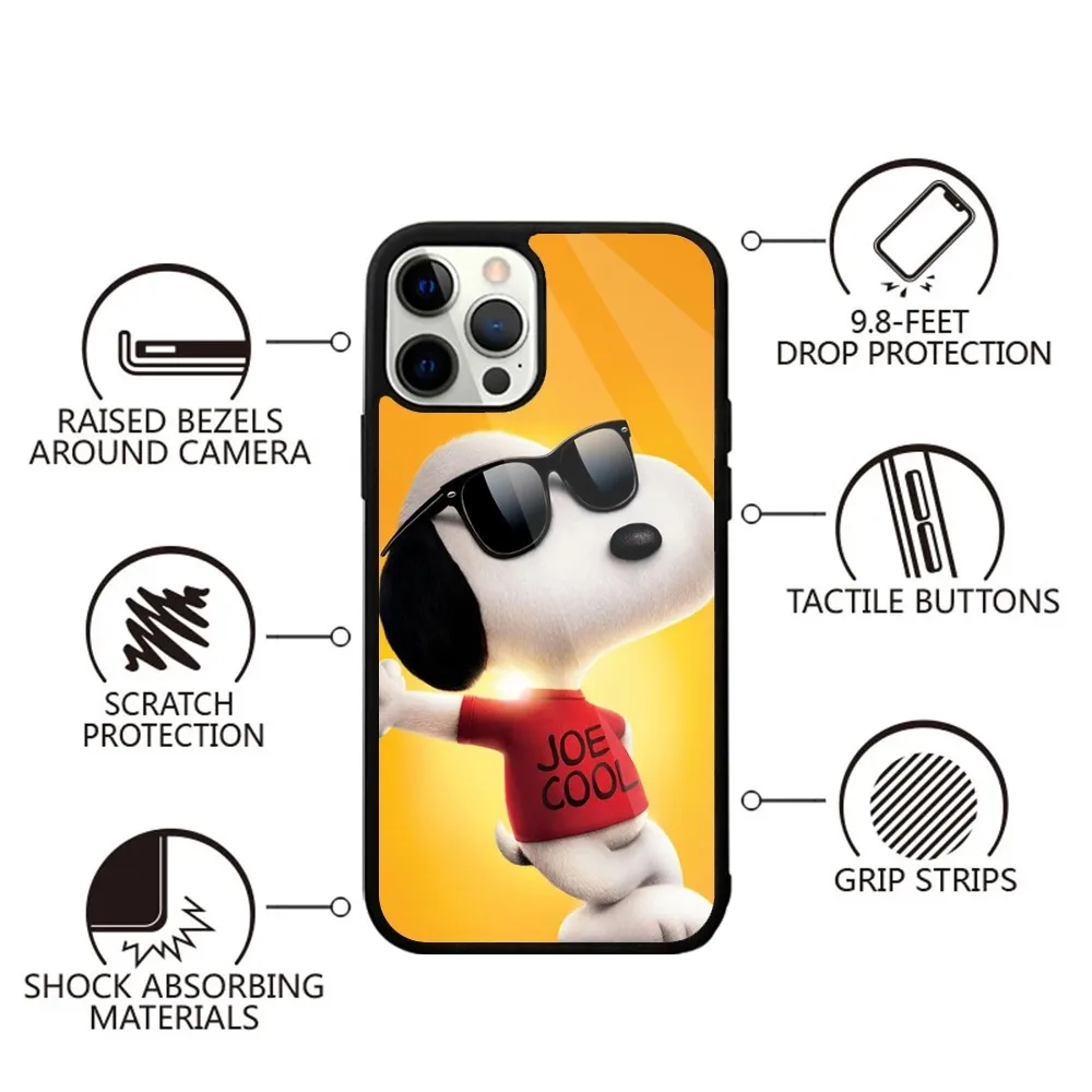 Color: Gold, Material: Nylon - Anime Cartoon-S-Snoopy-s Phone Case For iPhone 16,15,14,13,12,11,Plus,Pro,Max,Mini Magsafe Magnetic Wireless Charging